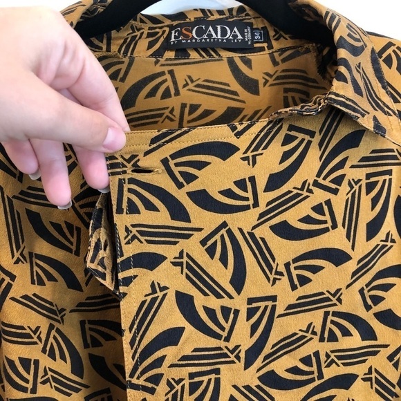 Escada Vintage Button Up Golden Yellow Blouse 34 - Picture 15 of 16